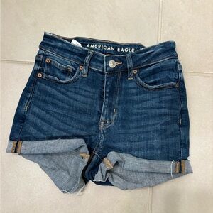 American Eagle Outfitters Dark Indigo Rolled Cuff Denim Shorts